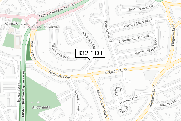 B32 1DT map - large scale - OS Open Zoomstack (Ordnance Survey)