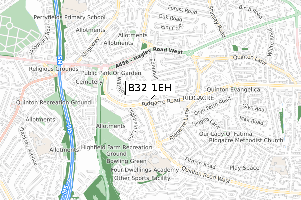 B32 1EH map - small scale - OS Open Zoomstack (Ordnance Survey)