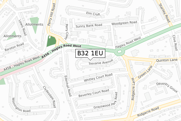 B32 1EU map - large scale - OS Open Zoomstack (Ordnance Survey)