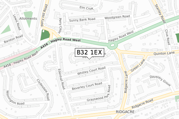 B32 1EX map - large scale - OS Open Zoomstack (Ordnance Survey)