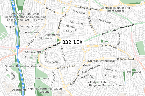 B32 1EX map - small scale - OS Open Zoomstack (Ordnance Survey)