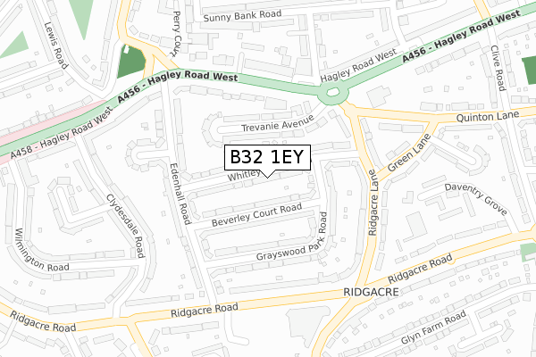 B32 1EY map - large scale - OS Open Zoomstack (Ordnance Survey)