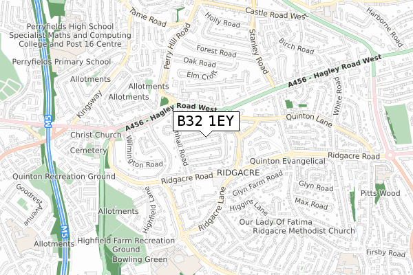 B32 1EY map - small scale - OS Open Zoomstack (Ordnance Survey)