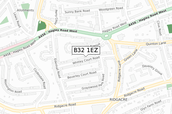 B32 1EZ map - large scale - OS Open Zoomstack (Ordnance Survey)