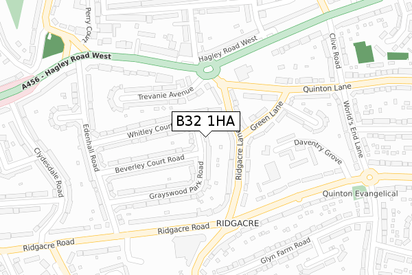 B32 1HA map - large scale - OS Open Zoomstack (Ordnance Survey)