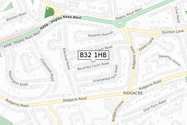 B32 1HB map - large scale - OS Open Zoomstack (Ordnance Survey)