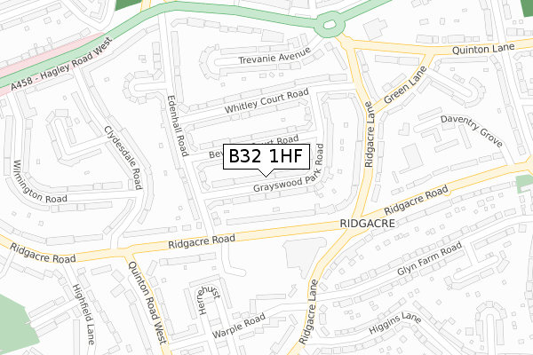 B32 1HF map - large scale - OS Open Zoomstack (Ordnance Survey)