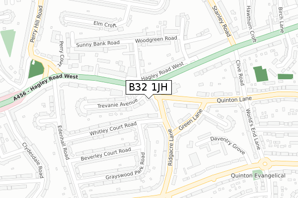 B32 1JH map - large scale - OS Open Zoomstack (Ordnance Survey)