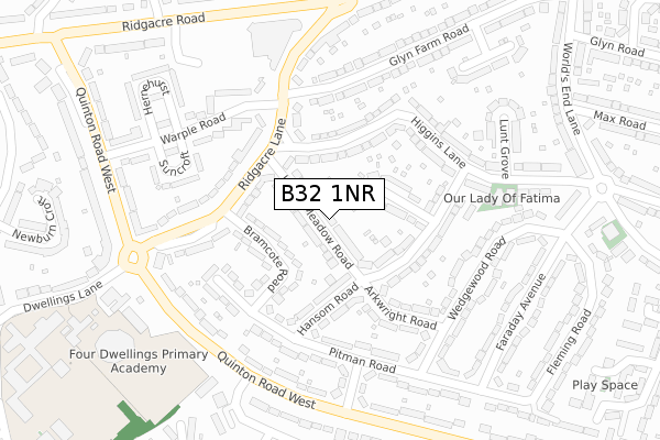 B32 1NR map - large scale - OS Open Zoomstack (Ordnance Survey)