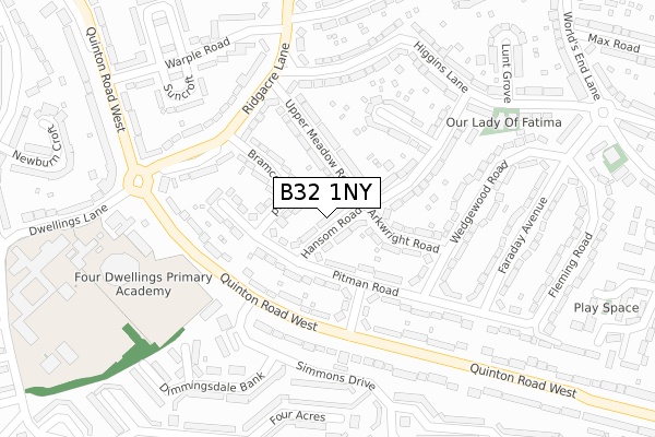 B32 1NY map - large scale - OS Open Zoomstack (Ordnance Survey)