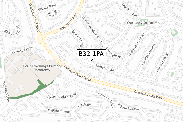 B32 1PA map - large scale - OS Open Zoomstack (Ordnance Survey)