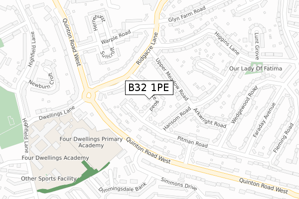 B32 1PE map - large scale - OS Open Zoomstack (Ordnance Survey)