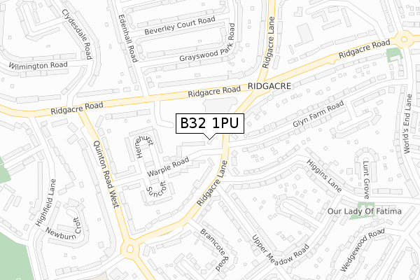 B32 1PU map - large scale - OS Open Zoomstack (Ordnance Survey)