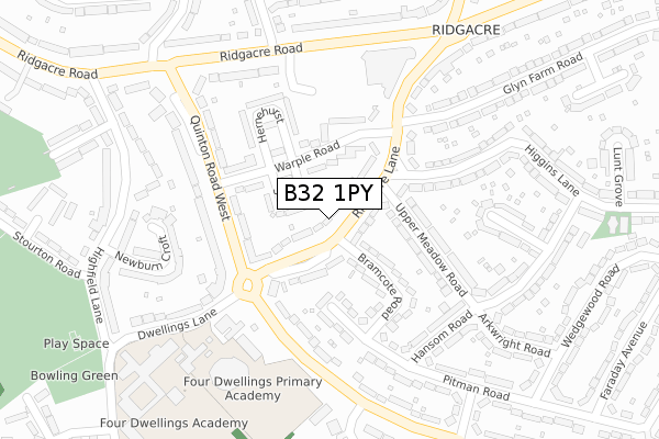 B32 1PY map - large scale - OS Open Zoomstack (Ordnance Survey)