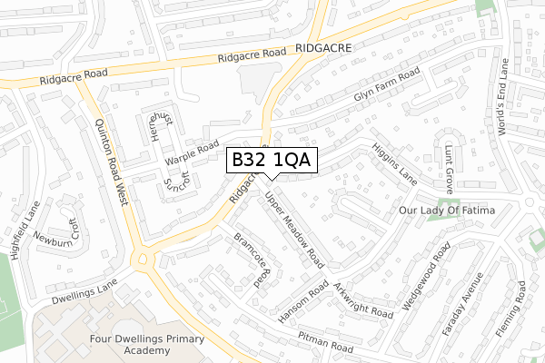 B32 1QA map - large scale - OS Open Zoomstack (Ordnance Survey)