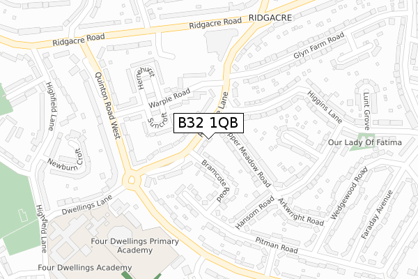 B32 1QB map - large scale - OS Open Zoomstack (Ordnance Survey)