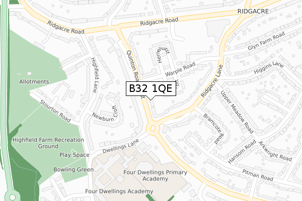 B32 1QE map - large scale - OS Open Zoomstack (Ordnance Survey)