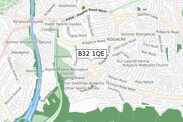 B32 1QE map - small scale - OS Open Zoomstack (Ordnance Survey)