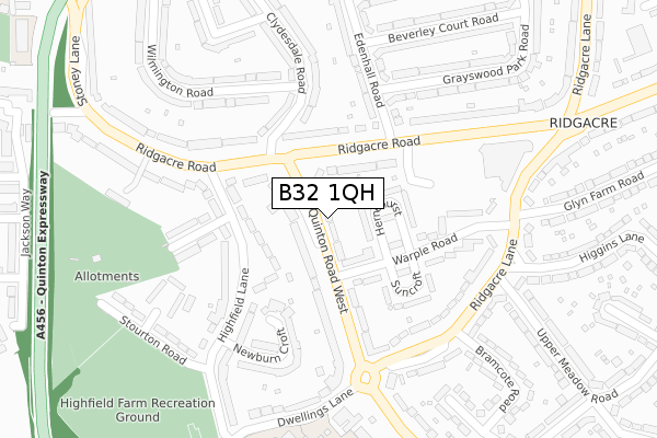 B32 1QH map - large scale - OS Open Zoomstack (Ordnance Survey)