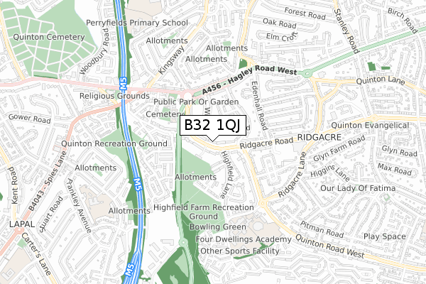 B32 1QJ map - small scale - OS Open Zoomstack (Ordnance Survey)