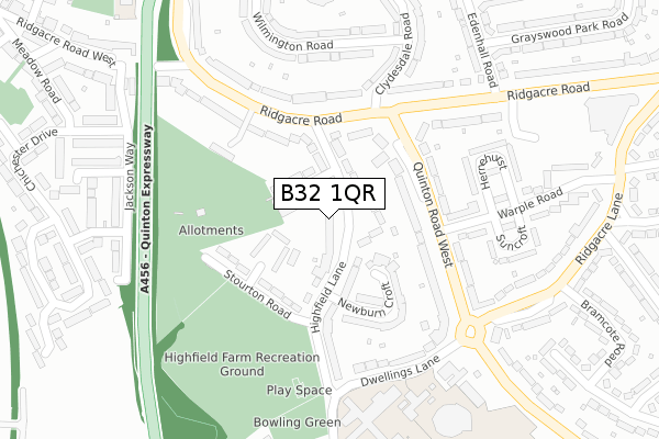 B32 1QR map - large scale - OS Open Zoomstack (Ordnance Survey)