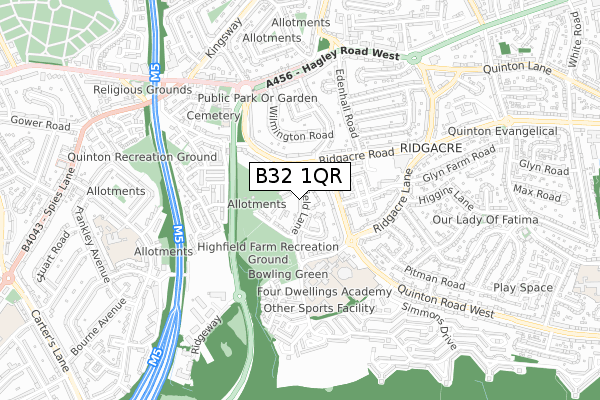 B32 1QR map - small scale - OS Open Zoomstack (Ordnance Survey)