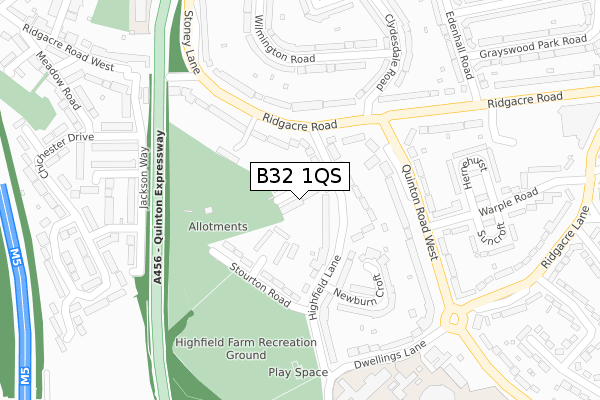 B32 1QS map - large scale - OS Open Zoomstack (Ordnance Survey)