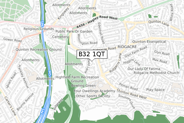 B32 1QT map - small scale - OS Open Zoomstack (Ordnance Survey)