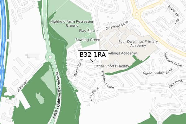 B32 1RA map - large scale - OS Open Zoomstack (Ordnance Survey)