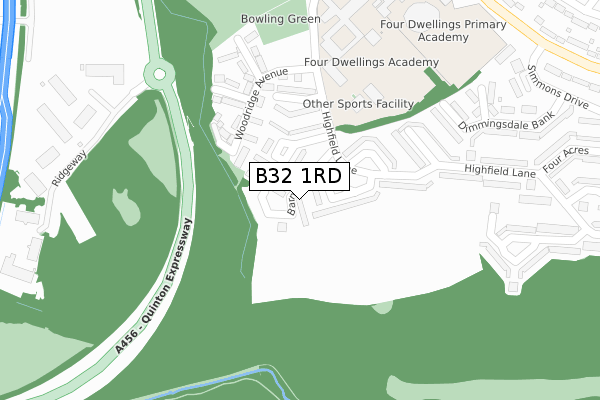 B32 1RD map - large scale - OS Open Zoomstack (Ordnance Survey)