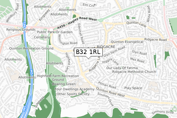 B32 1RL map - small scale - OS Open Zoomstack (Ordnance Survey)