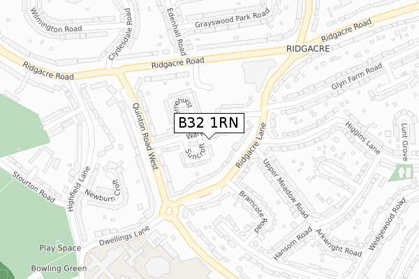 B32 1RN map - large scale - OS Open Zoomstack (Ordnance Survey)