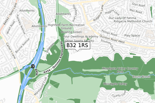 B32 1RS map - small scale - OS Open Zoomstack (Ordnance Survey)