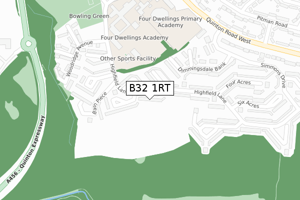 B32 1RT map - large scale - OS Open Zoomstack (Ordnance Survey)