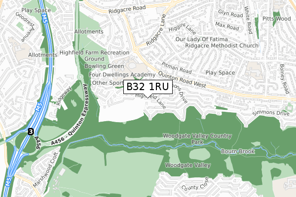 B32 1RU map - small scale - OS Open Zoomstack (Ordnance Survey)