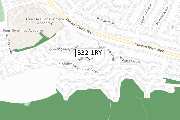 B32 1RY map - large scale - OS Open Zoomstack (Ordnance Survey)