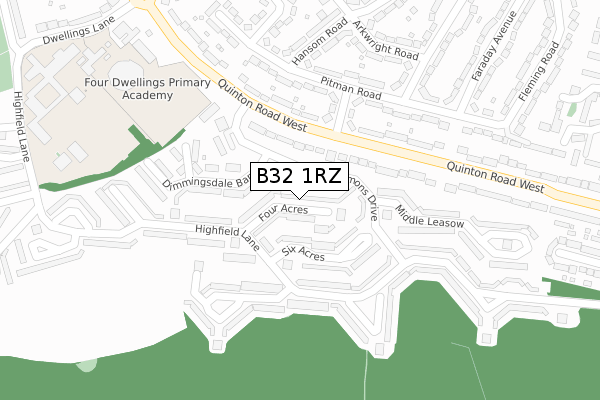 B32 1RZ map - large scale - OS Open Zoomstack (Ordnance Survey)