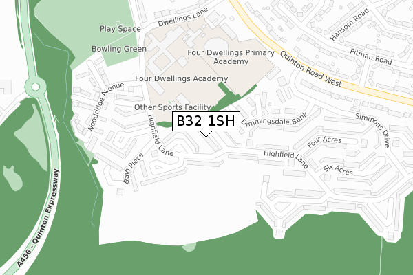 B32 1SH map - large scale - OS Open Zoomstack (Ordnance Survey)