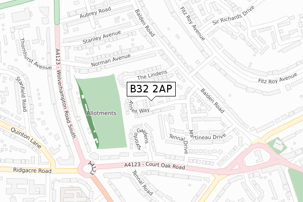 B32 2AP map - large scale - OS Open Zoomstack (Ordnance Survey)