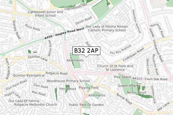 B32 2AP map - small scale - OS Open Zoomstack (Ordnance Survey)