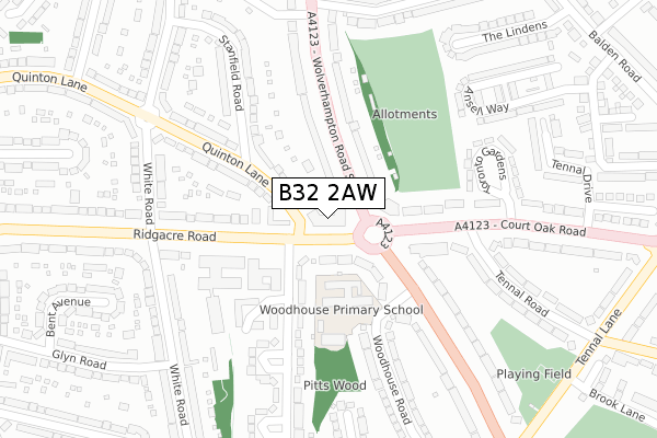 B32 2AW map - large scale - OS Open Zoomstack (Ordnance Survey)