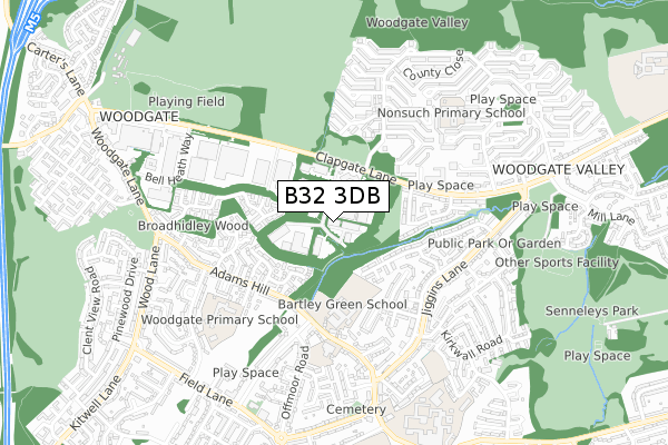 B32 3DB map - small scale - OS Open Zoomstack (Ordnance Survey)