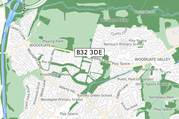 B32 3DE map - small scale - OS Open Zoomstack (Ordnance Survey)