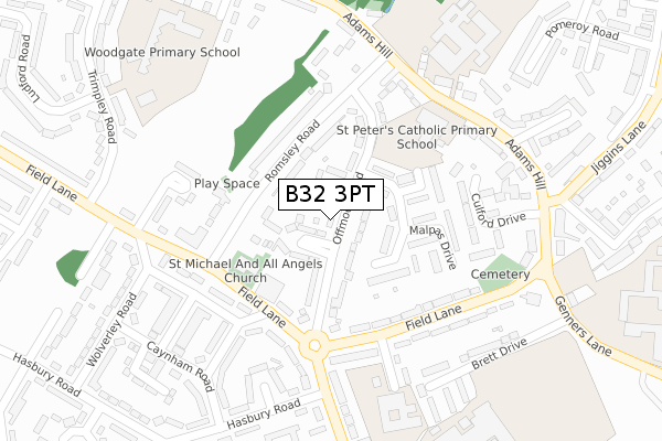 B32 3PT map - large scale - OS Open Zoomstack (Ordnance Survey)