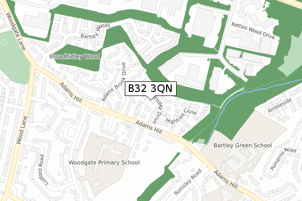 B32 3QN map - large scale - OS Open Zoomstack (Ordnance Survey)