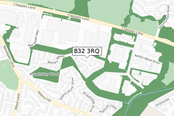 B32 3RQ map - large scale - OS Open Zoomstack (Ordnance Survey)