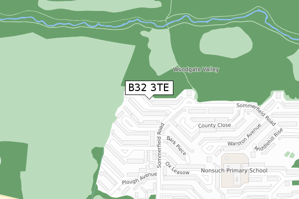 B32 3TE map - large scale - OS Open Zoomstack (Ordnance Survey)