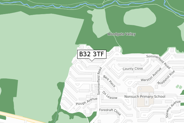 B32 3TF map - large scale - OS Open Zoomstack (Ordnance Survey)