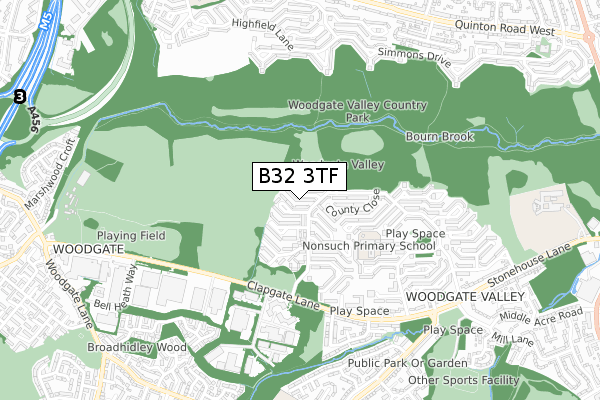 B32 3TF map - small scale - OS Open Zoomstack (Ordnance Survey)