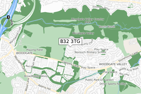 B32 3TG map - small scale - OS Open Zoomstack (Ordnance Survey)